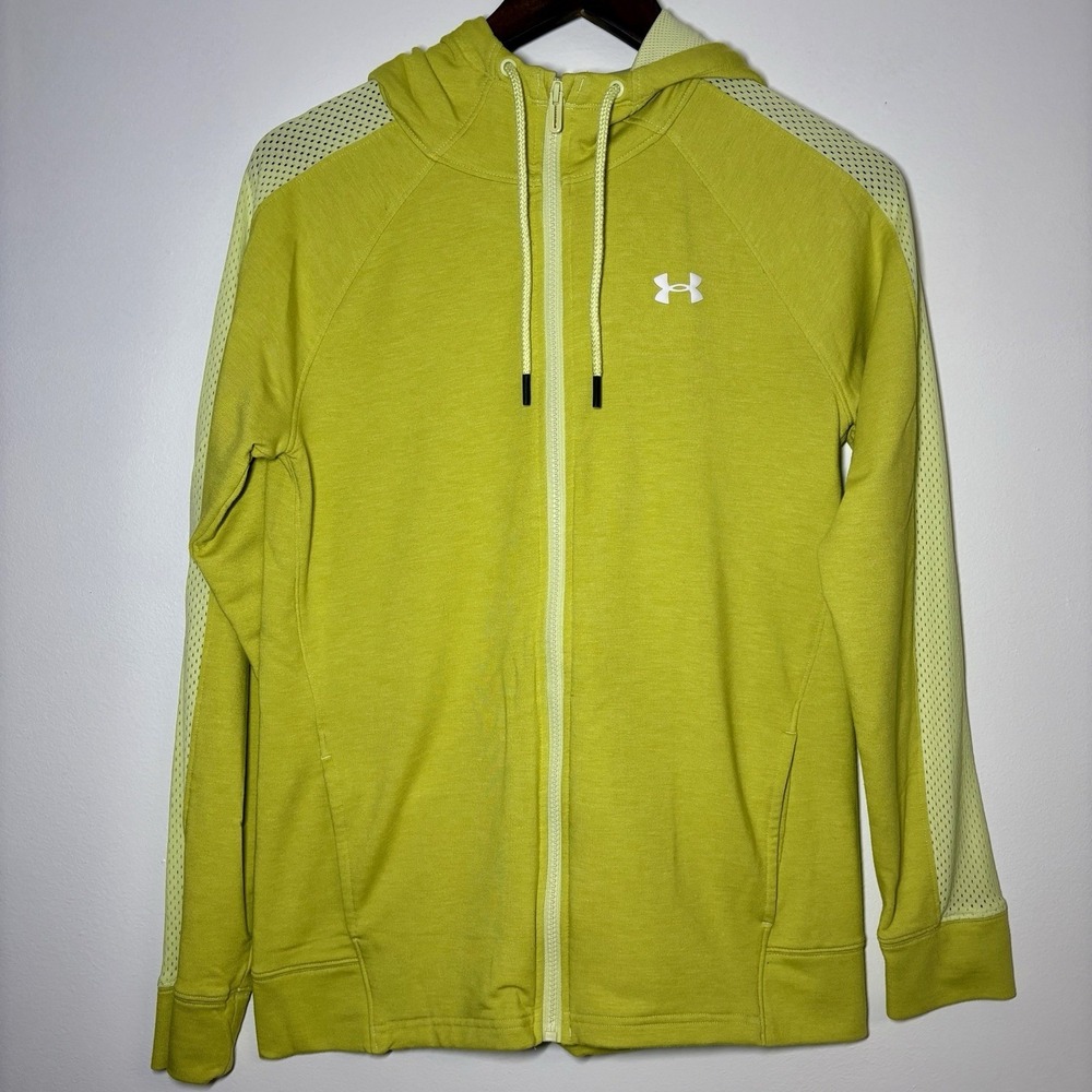 Under Armour Yellow-Lime Fitted Full Zip-Up Hooded Jacket Women's Size Medium